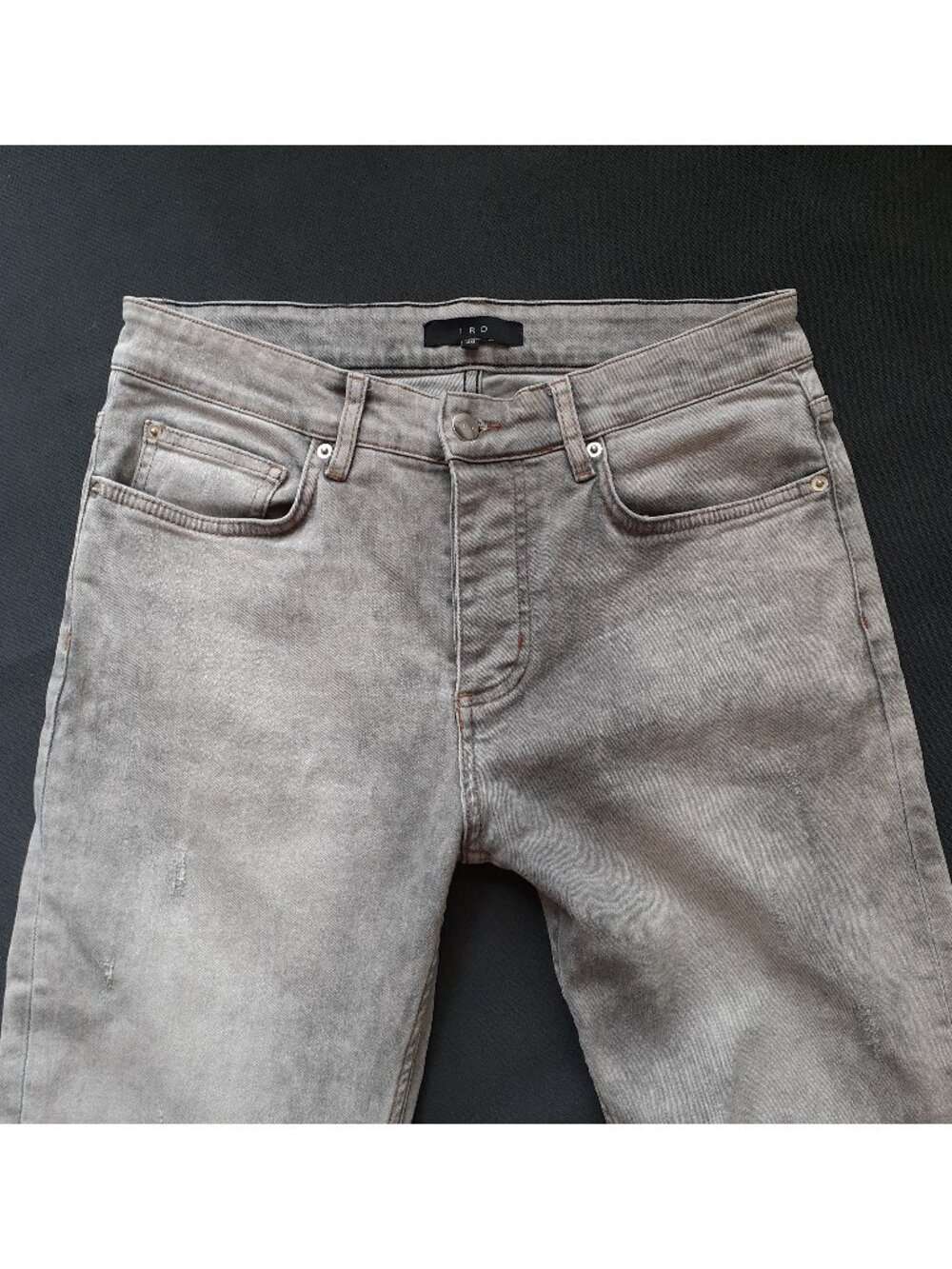 IRO High Waist Skinny Grunge Industrial Gray Dye Jeans Distressed Button Fly 30